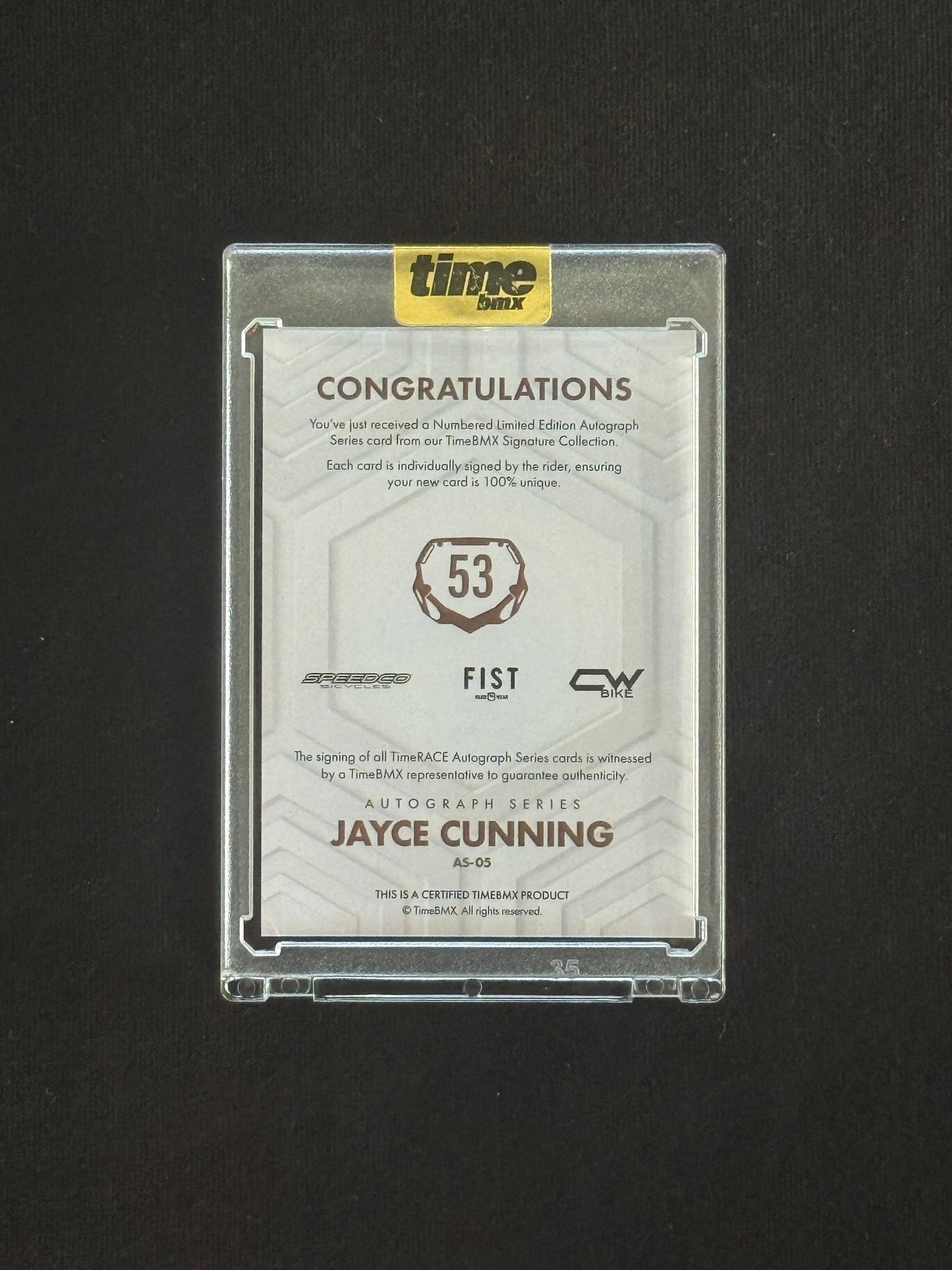 Jayce Cunning - Autograph Series - 16/20